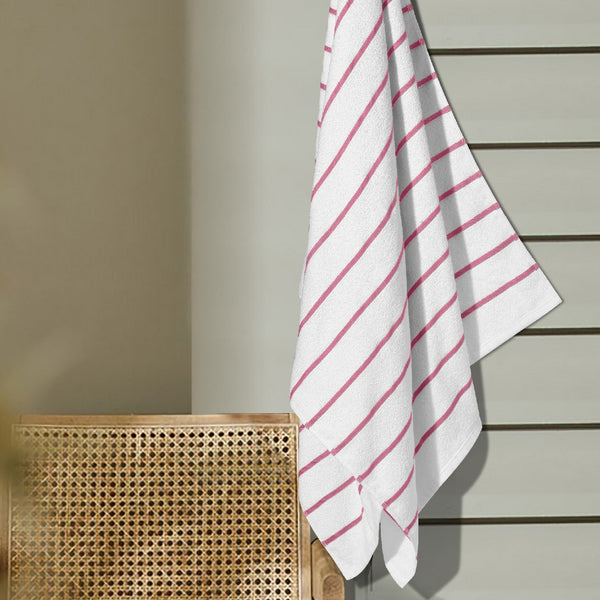 Himêya Himeya Comfort Ribbon Stripe 300 GSM Bath Towel - Flamingo Pink