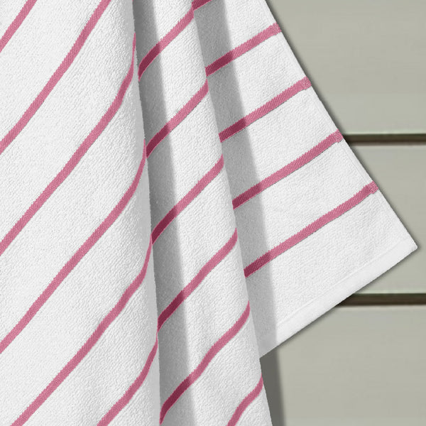 Himêya Himeya Comfort Ribbon Stripe 300 GSM Bath Towel - Flamingo Pink