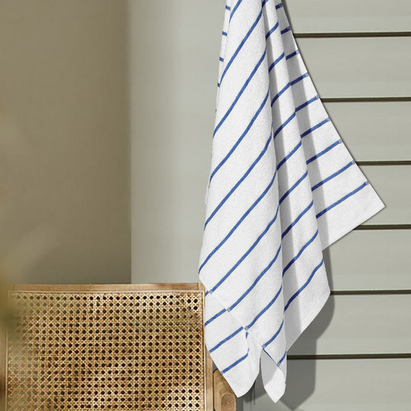 himêya Himeya Comfort Ribbon Stripe 300 GSM Bath Towel - Marine Blue