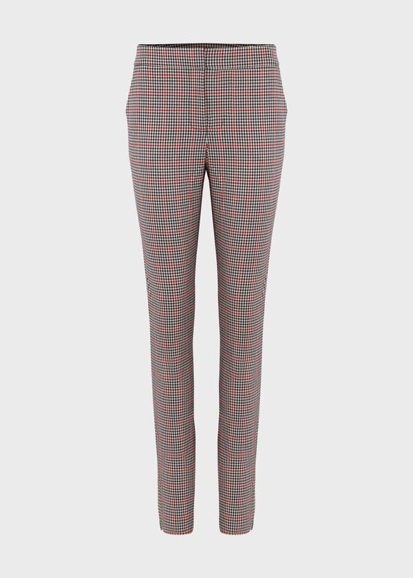 Hobbs Annie Check Slim Trouser With Stretch Red Black