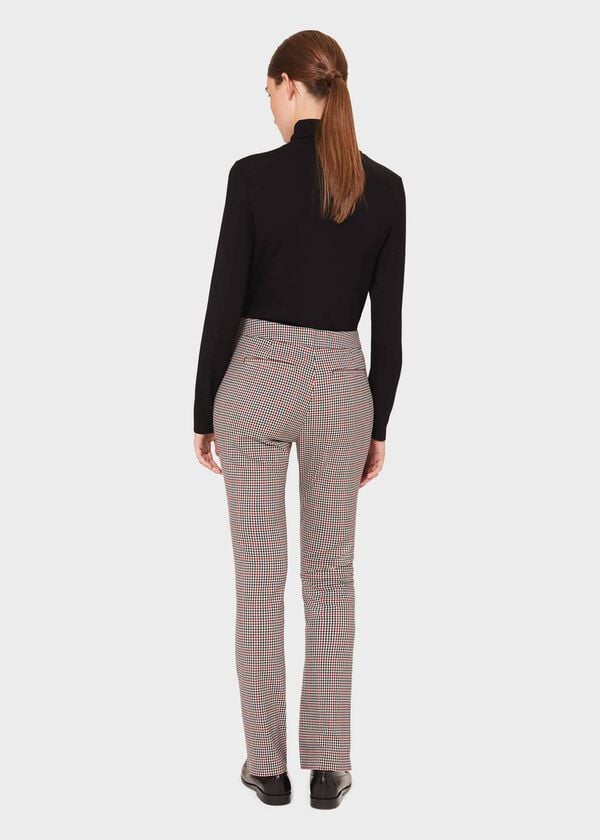 Hobbs Annie Check Slim Trouser With Stretch Red Black