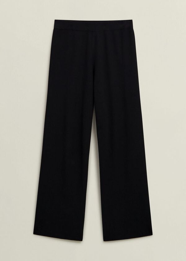 Hobbs Black Harris Wide Leg Knitted Co-ord Trousers Hobbs Black