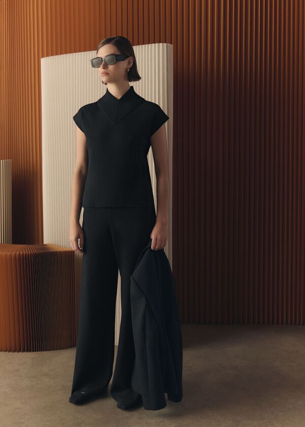 hobbs Black Harris Wide Leg Knitted Co-ord Trousers Hobbs Black