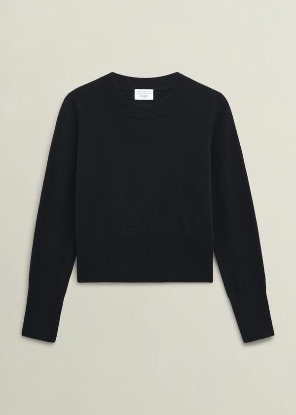 Hobbs Black Tresco Wool Cashmere Crew Neck Knitted Jumper Black