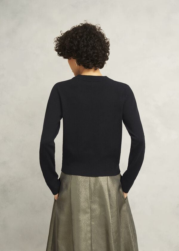 Hobbs Black Tresco Wool Cashmere Crew Neck Knitted Jumper Black