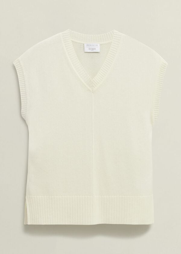 Hobbs Brooksfirth Wool Cashmere Knitted Vest Warm Ivory
