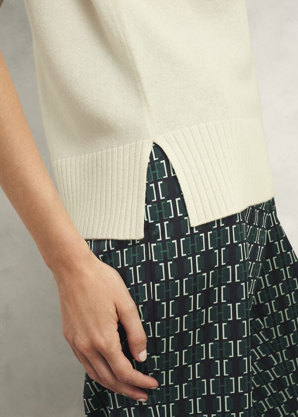 Hobbs Brooksfirth Wool Cashmere Knitted Vest Warm Ivory