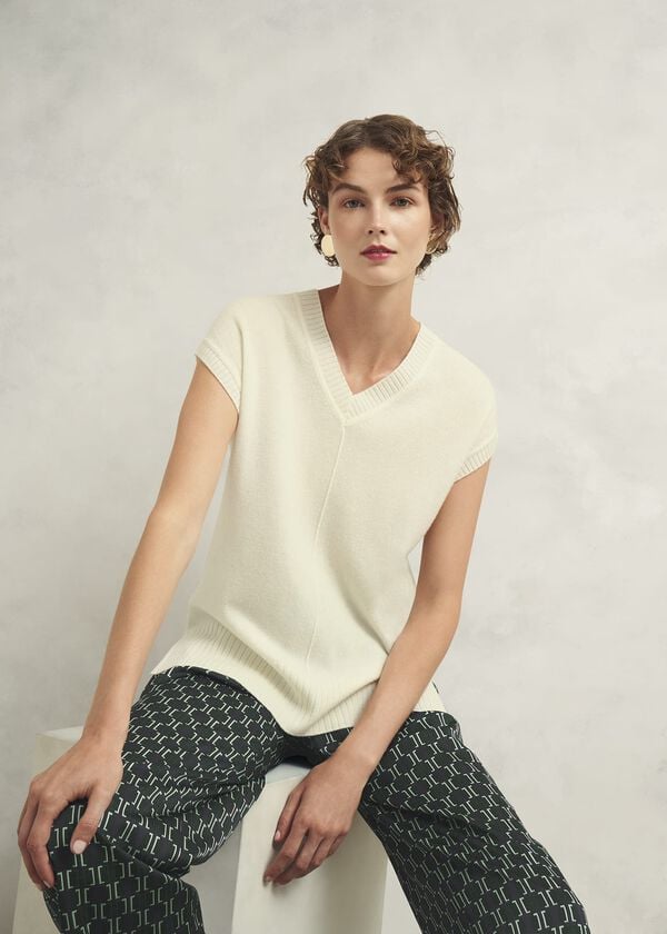 hobbs Brooksfirth Wool Cashmere Knitted Vest Warm Ivory