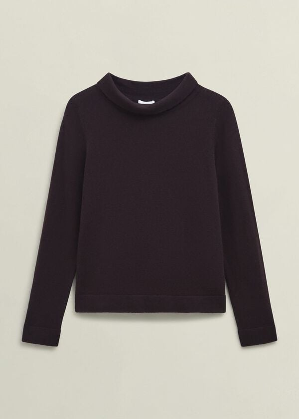 Hobbs Brown Audrey Cashmere Blend Roll Neck Jumper Deep Brown