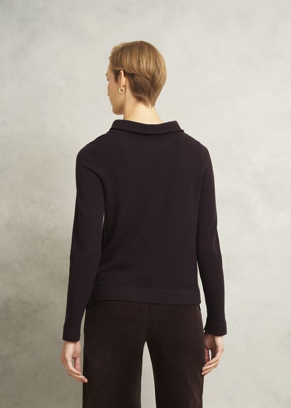 Hobbs Brown Audrey Cashmere Blend Roll Neck Jumper Deep Brown