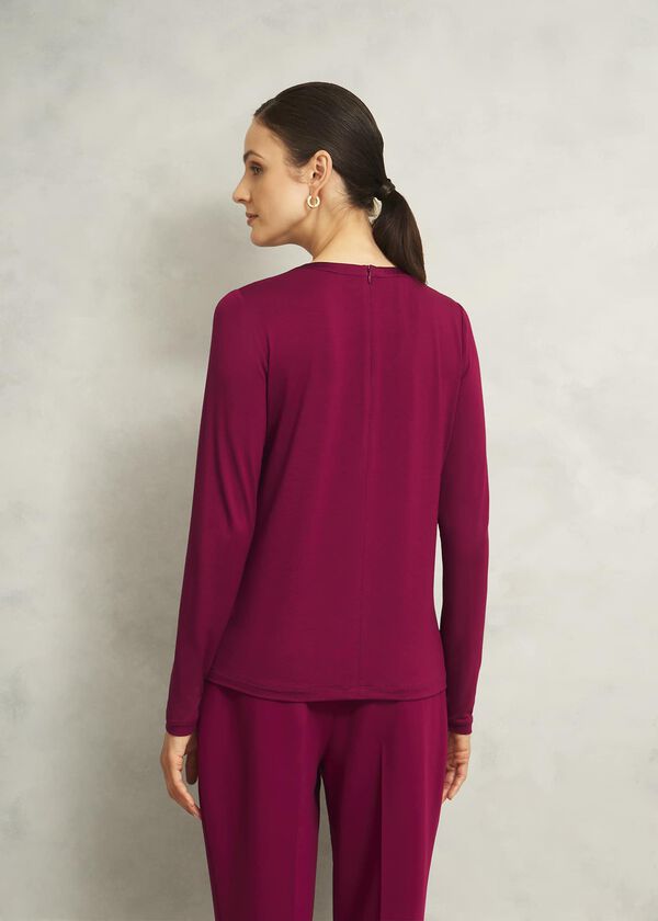 Hobbs Burgundy Savannah Key Hole Long Sleeve Top Beryl Red