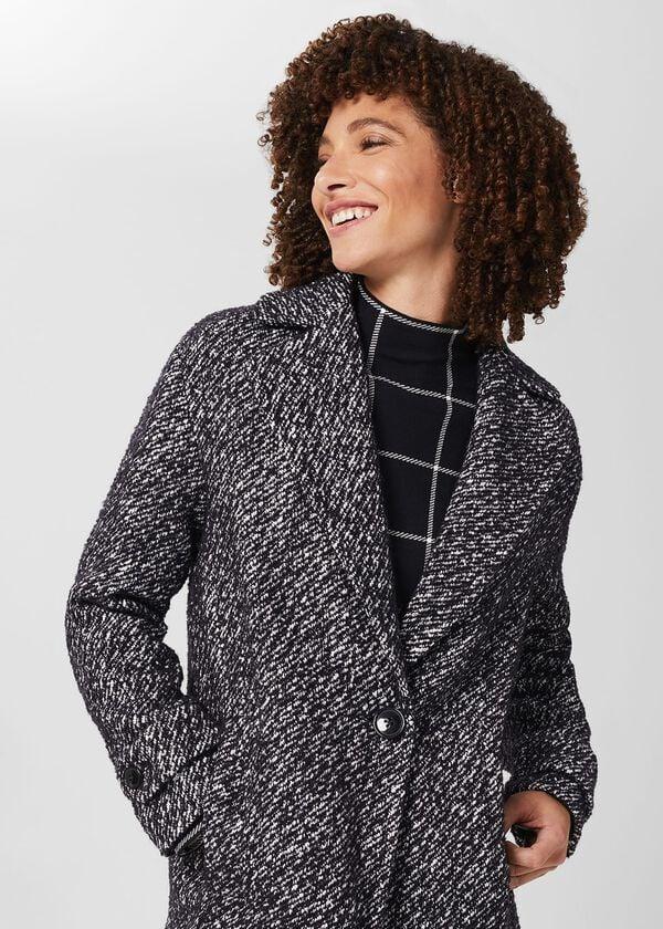Hobbs Carmina Herringbone Coat With Wool Deep Blue Ivory