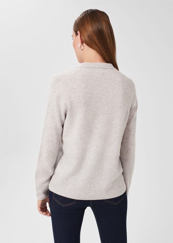 Hobbs Cashmere Kayla Collared Jumper Pale Grey Marl