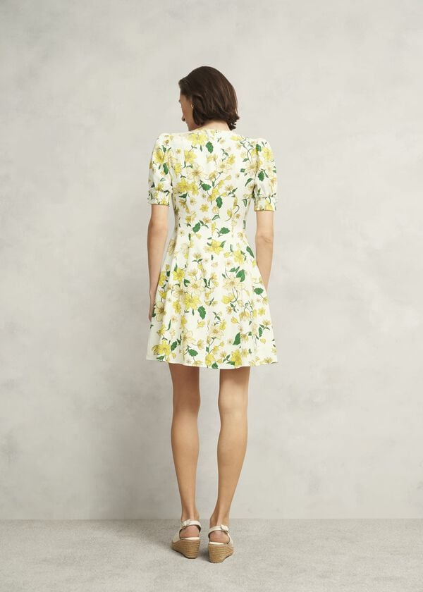 Hobbs Coniston Floral Linen Blend Mini Dress Ivory Multi