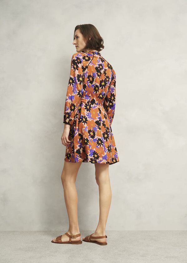 Hobbs Coworth Floral Tie-Waist Mini Dress Beige Multi