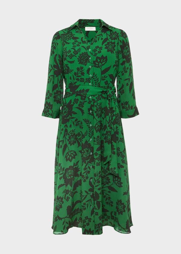 Hobbs Dalia Floral Fit And Flare Dress Apple Artichoke