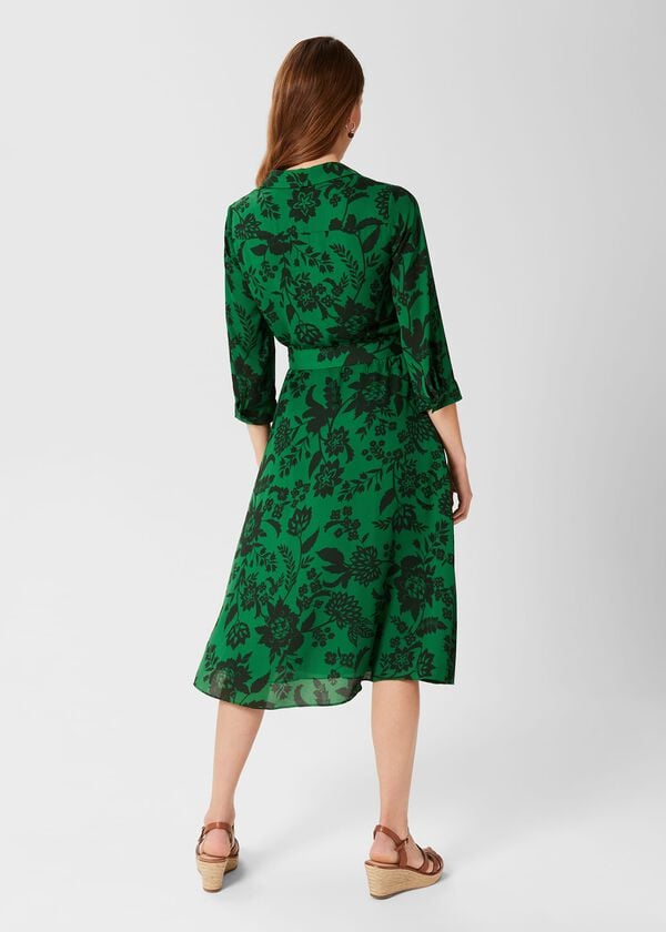 Hobbs Dalia Floral Fit And Flare Dress Apple Artichoke