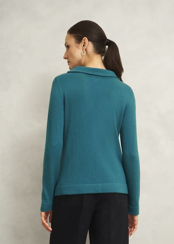 Hobbs Dark Green Audrey Cashmere Blend Roll Neck Jumper Deep Lake Green