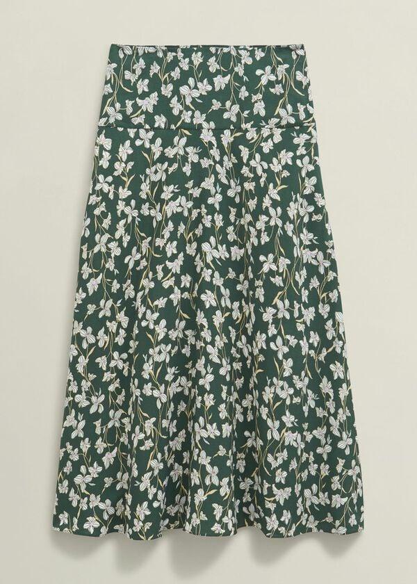 Hobbs Dark Green Floral Kiara Midi Skirt Green Multi