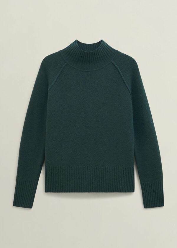 Hobbs Dark Green Lorraine Wool Blend Turtle Neck Knitted Jumper Ponderosa Green