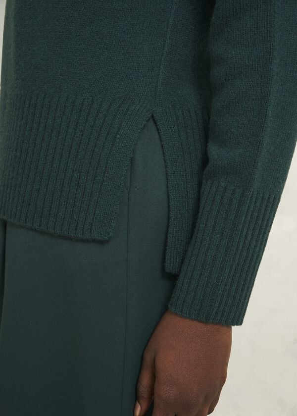 Hobbs Dark Green Lorraine Wool Blend Turtle Neck Knitted Jumper Ponderosa Green