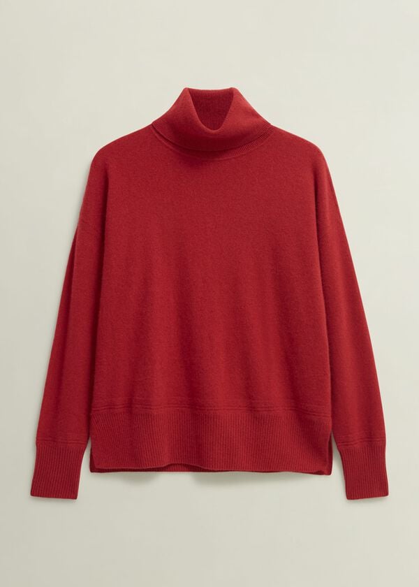 Hobbs Delora Cashmere Roll Neck Jumper Pomegranate Red