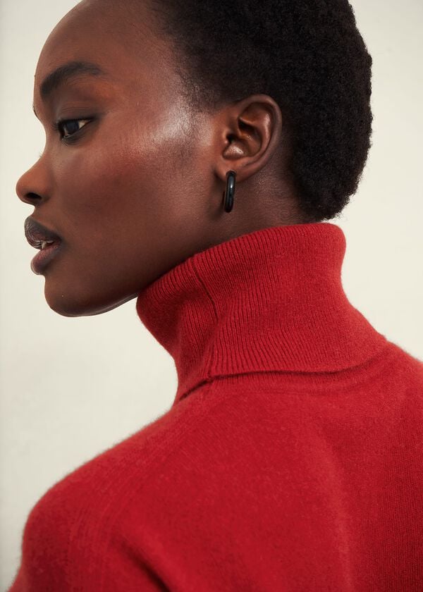 Hobbs Delora Cashmere Roll Neck Jumper Pomegranate Red