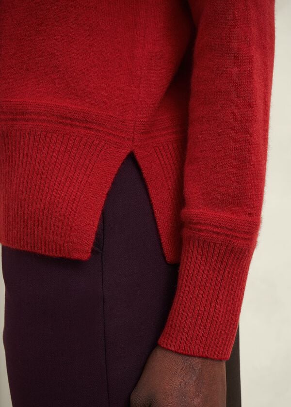 Hobbs Delora Cashmere Roll Neck Jumper Pomegranate Red