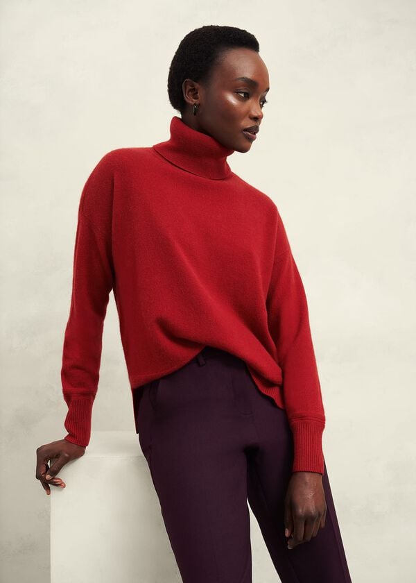 hobbs Delora Cashmere Roll Neck Jumper Pomegranate Red