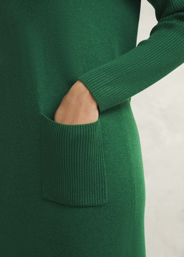 Hobbs Devora Knitted Dress With Cashmere Verdent Green
