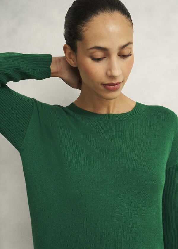 Hobbs Devora Knitted Dress With Cashmere Verdent Green