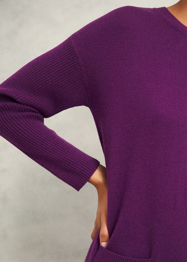 Hobbs Devora Knitted Dress With Cashmere Vibrant Purple