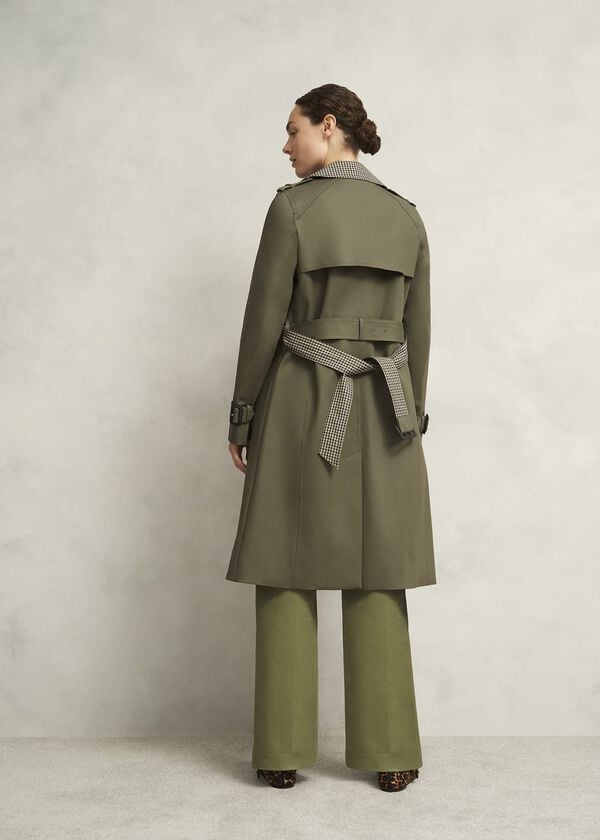 Hobbs Etty Shower Resistant Trench Coat Olive Green