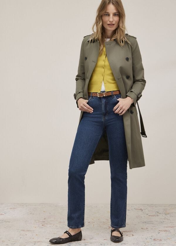 hobbs Etty Shower Resistant Trench Coat Olive Green