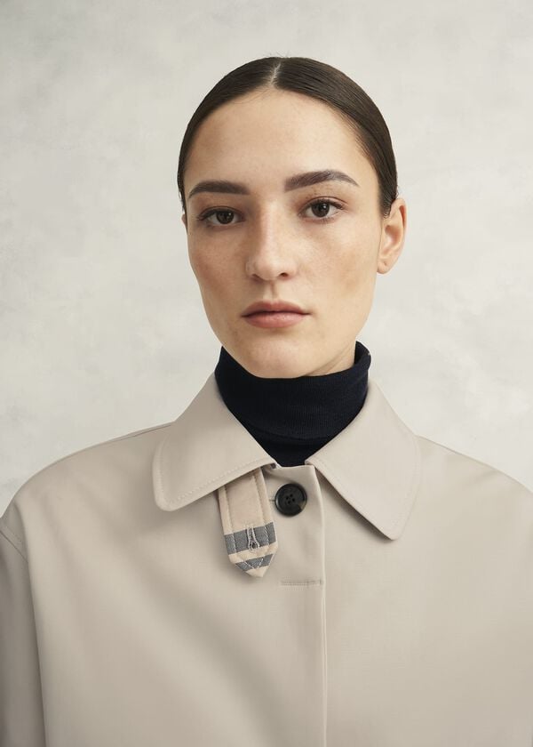 Hobbs Frida Shower Resistant Short Trench Coat Buff Grey