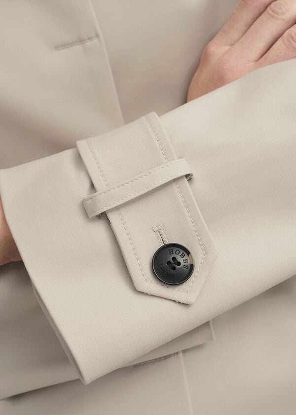 Hobbs Frida Shower Resistant Short Trench Coat Buff Grey