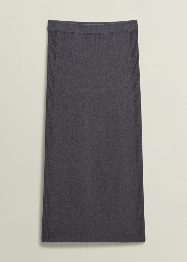 Hobbs Gaskell Co-Ord Wool Cotton Skirt Dark Grey Marl