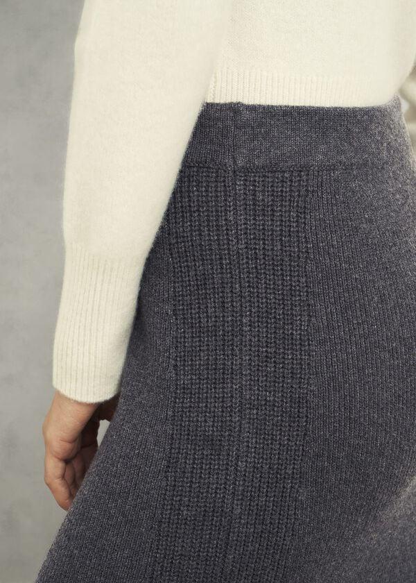 Hobbs Gaskell Co-Ord Wool Cotton Skirt Dark Grey Marl