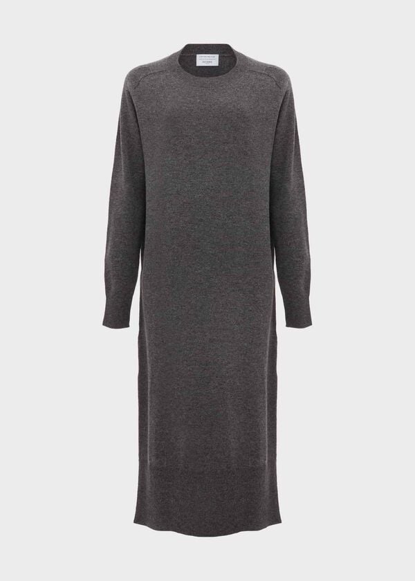 Hobbs Geneva Knitted Dress With Cashmere Dark Grey Marl