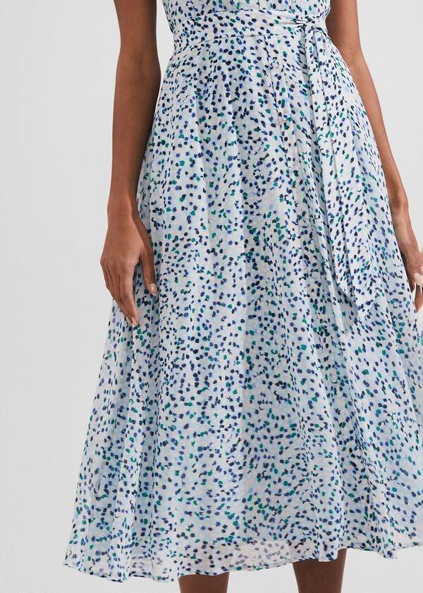 Hobbs Georgiana Printed Fit And Flare Dress Blue Multi