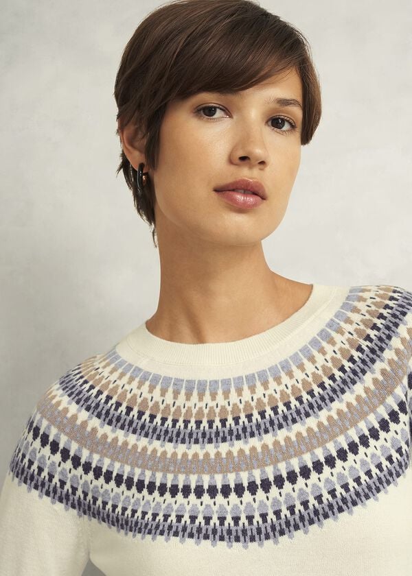 Hobbs Greta Fairisle Jumper With Cashmere Ivory Multi