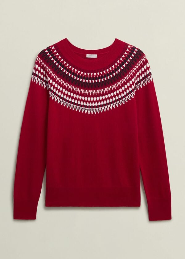 Hobbs Greta Fairisle Jumper With Cashmere Red Multi