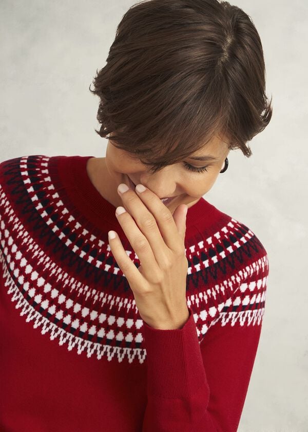 Hobbs Greta Fairisle Jumper With Cashmere Red Multi