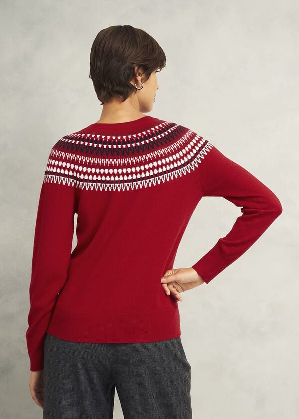 Hobbs Greta Fairisle Jumper With Cashmere Red Multi