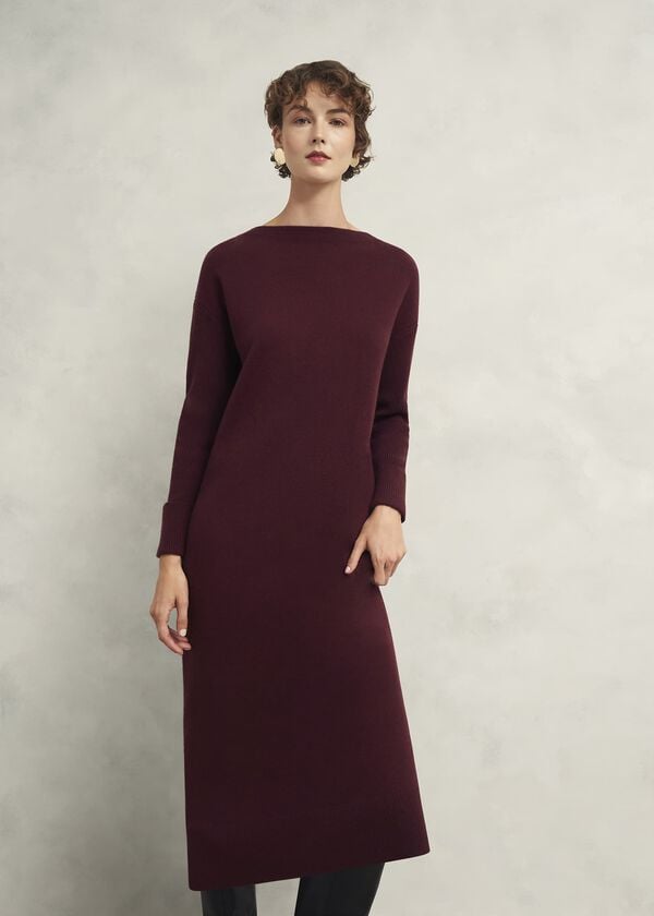 hobbs Hartsfirth Knitted Dress With Cashmere Cocoa Brown