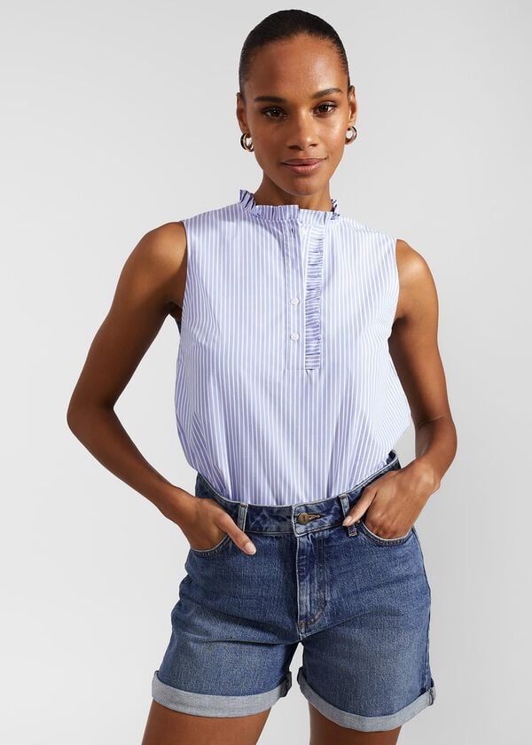Hobbs Abbie Blouse Blue Ivory