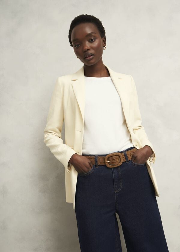 Hobbs Abbie Suede Woven Belt Tan