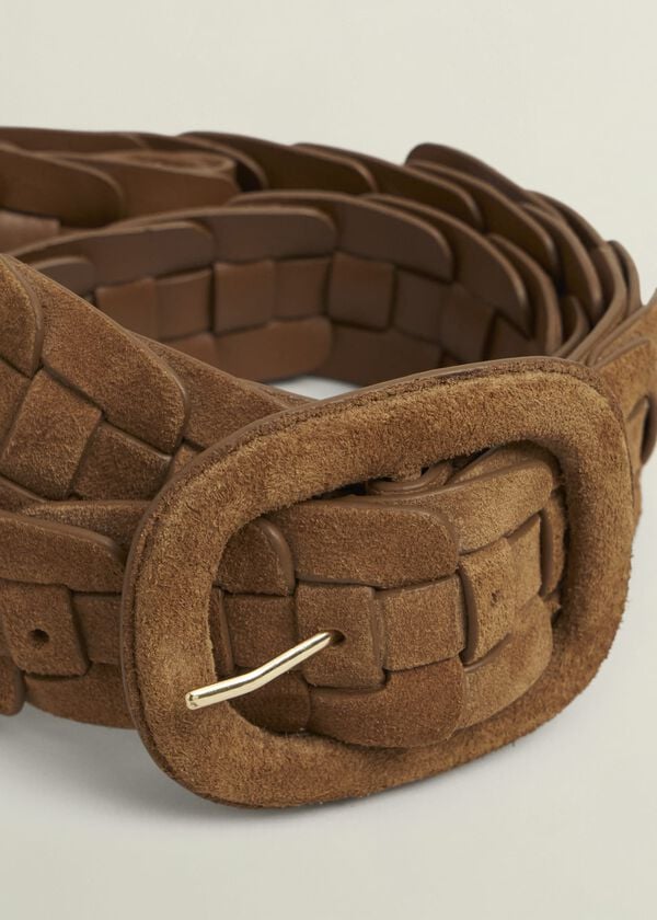 Hobbs Abbie Suede Woven Belt Tan