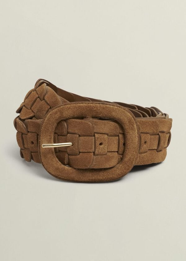 hobbs Abbie Suede Woven Belt Tan