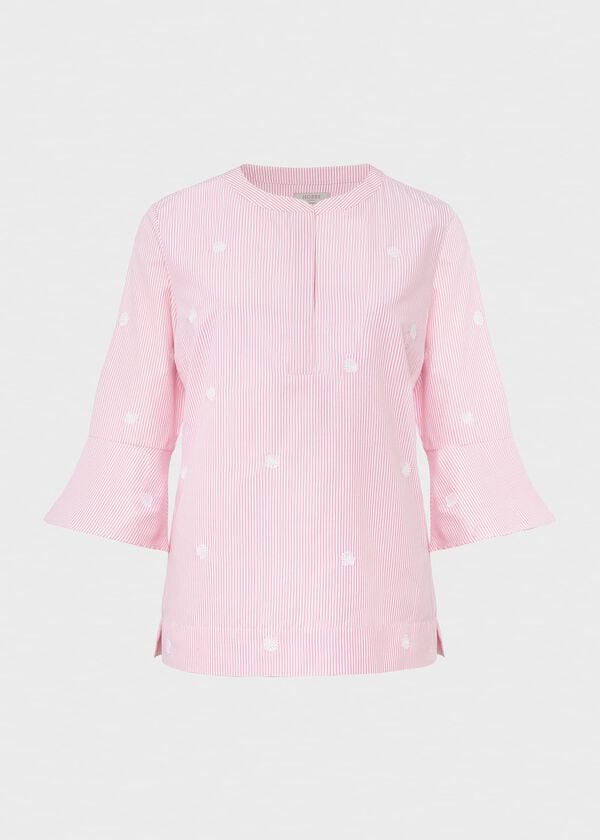 Hobbs Acacia Embroidered Top Pink White